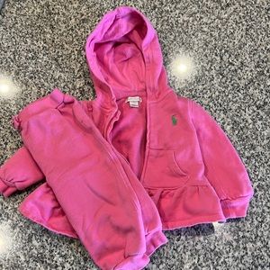 12 months baby girl Ralph Lauren pink 2 piece sweater and pants